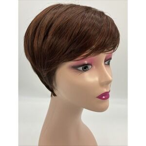 LuxHair Wow Wig Bright Auburn Red Asymmetric Chic Modern Cut Elegant Comfort